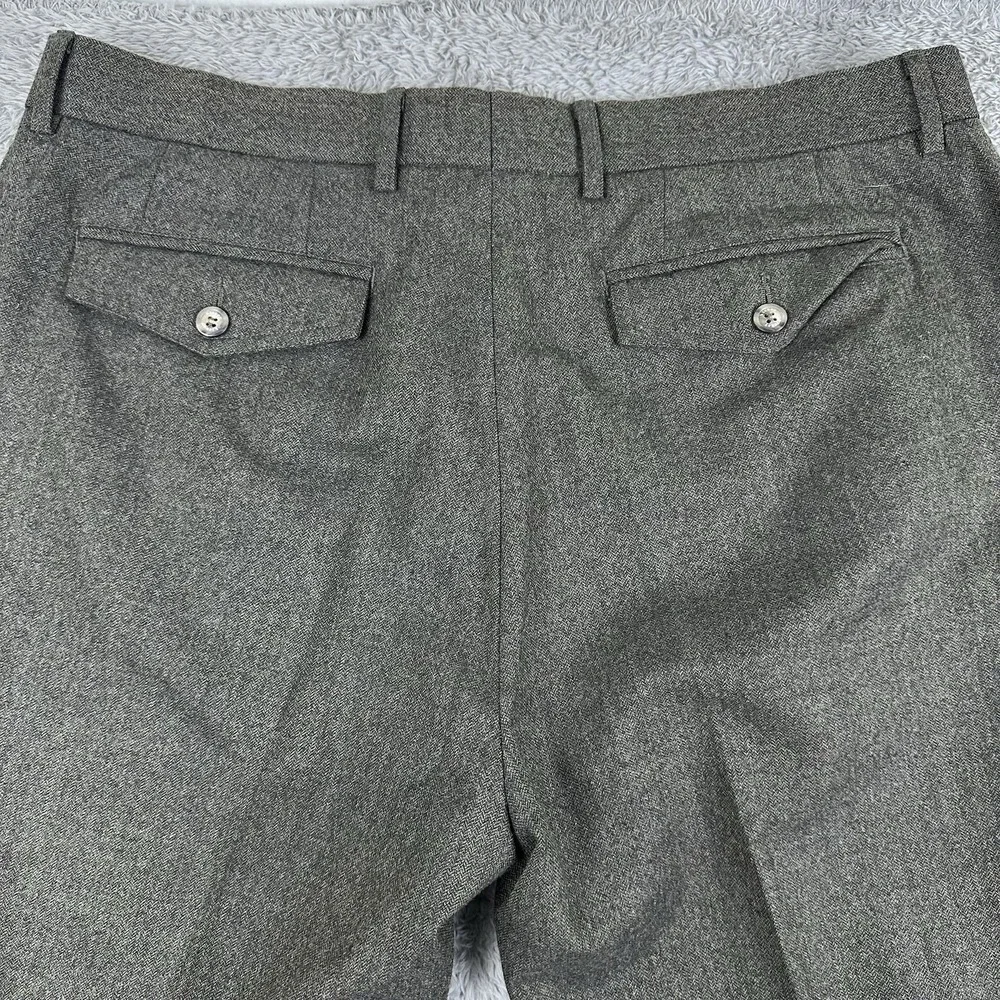 Hickey Mens Wool Dress Pants 35 Brown Heather Wool Trouser Classic Button‎ Fly